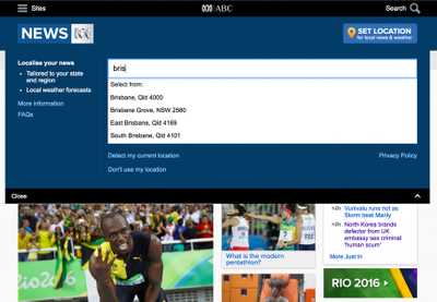 News home page localisation feature