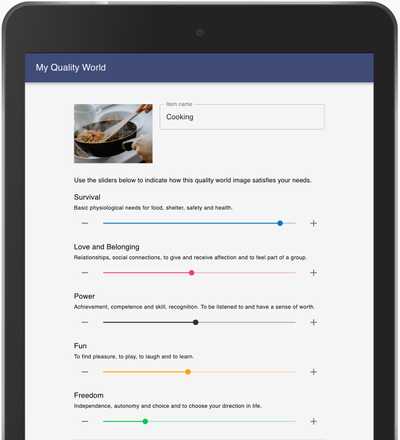 Editing a quality world item on an iPad