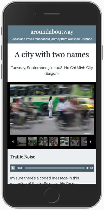Sample blog post page on mobile