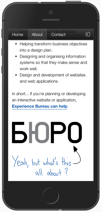 Sample screen from the Experience Bureau website